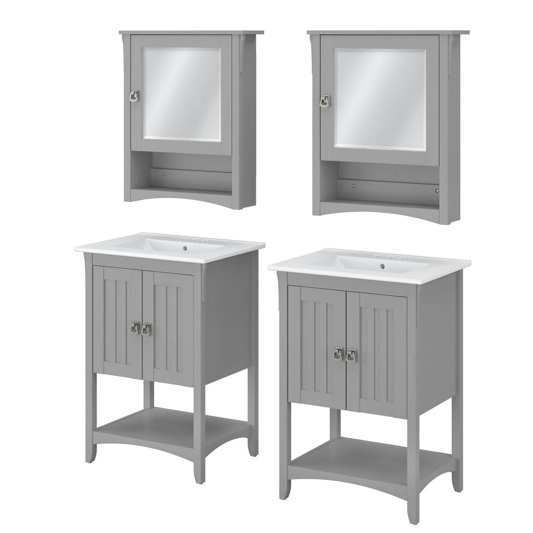 48W Double Vanity Set with Sinks and Medicine Cabinets