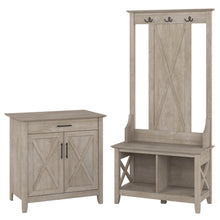 Load image into Gallery viewer, Entryway Storage Set with Hall Tree, Shoe Bench and Armoire Cabinet
