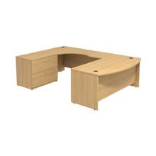 Load image into Gallery viewer, Bow Front Left Handed U Shaped Desk with 2 Drawer Lateral File Cabinet
