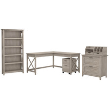 Load image into Gallery viewer, 60W L Shaped Desk with File Cabinets, Bookcase and Desktop Organizers
