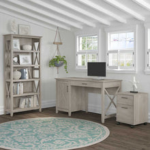 Load image into Gallery viewer, 54W Computer Desk with Mobile File Cabinet and 5 Shelf Bookcase
