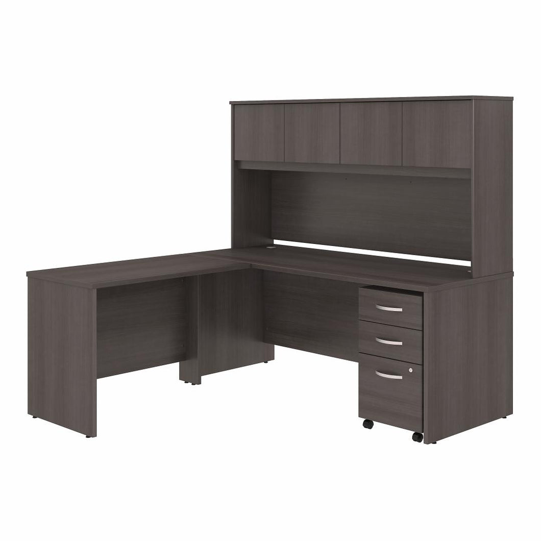72W x 30D L Shaped Desk with Hutch and Mobile File Cabinet