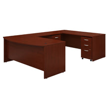 Load image into Gallery viewer, 72W Bow Front U Shaped Desk with Mobile File Cabinets
