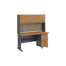 Load image into Gallery viewer, 60W x 27D Desk with Hutch and 2 Drawer Mobile Pedestal
