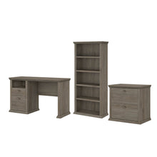 Load image into Gallery viewer, 50W Home Office Desk with Lateral File Cabinet and 5 Shelf Bookcase
