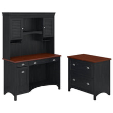 Load image into Gallery viewer, Computer Desk with Hutch and 2 Drawer Lateral File Cabinet
