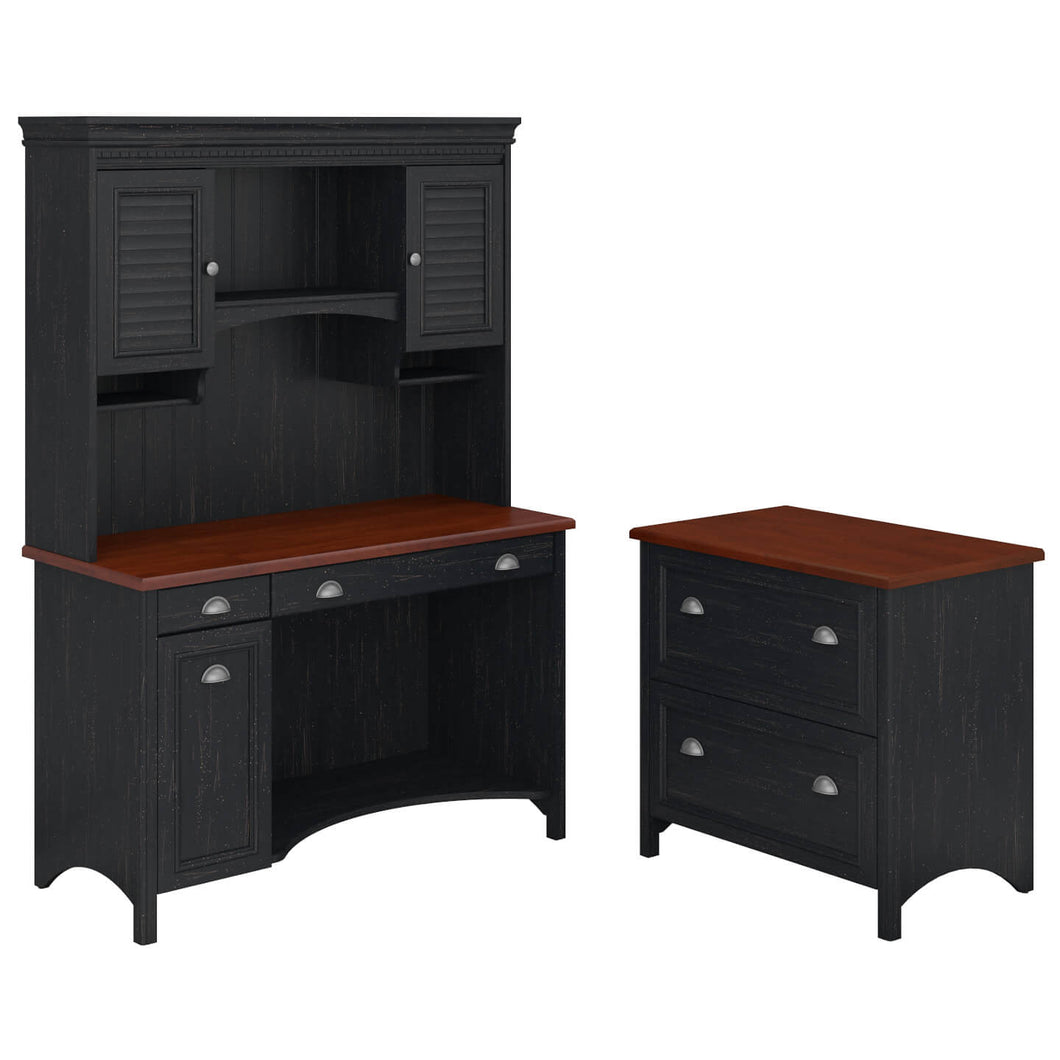 Computer Desk with Hutch and 2 Drawer Lateral File Cabinet