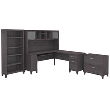 Load image into Gallery viewer, 72W L Shaped Desk with Hutch, Lateral File Cabinet and Bookcase
