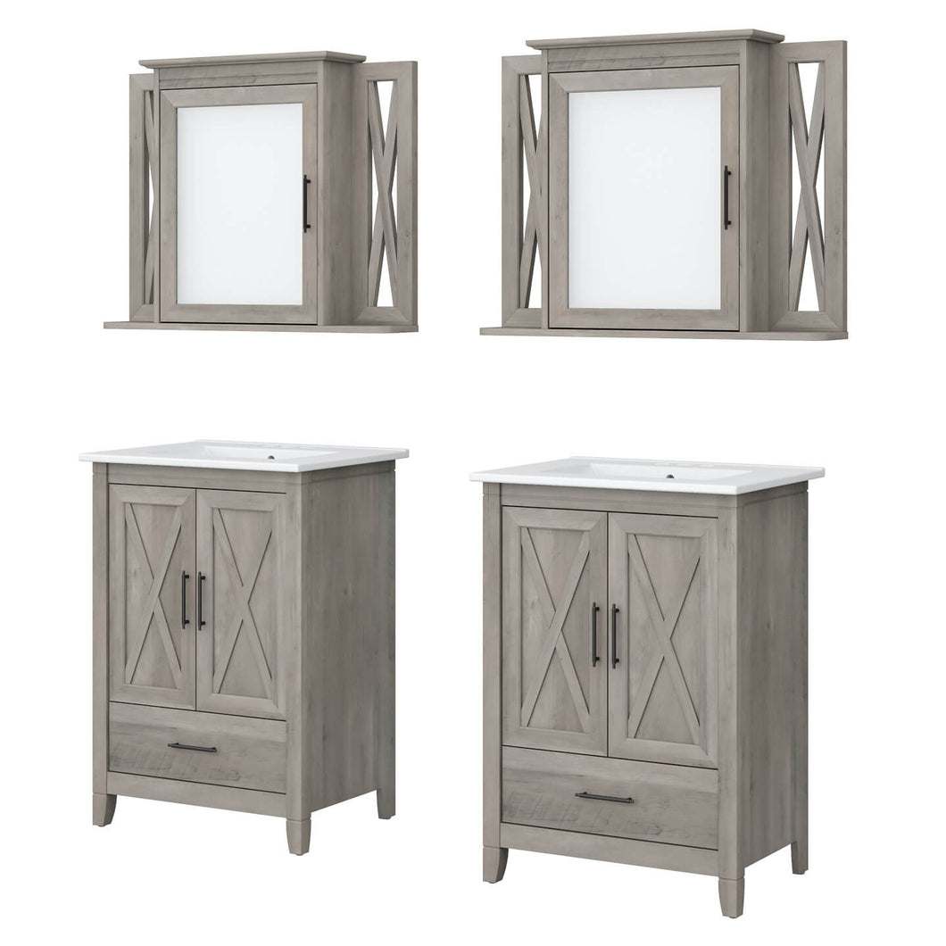 48W Double Vanity Set with Sinks and Medicine Cabinets