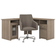 Load image into Gallery viewer, 60W L Shaped Computer Desk with Mid Back Leather Box Chair
