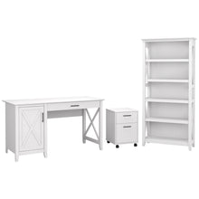 Load image into Gallery viewer, 54W Computer Desk with Mobile File Cabinet and 5 Shelf Bookcase
