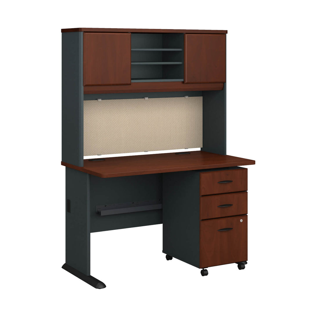 48W Desk with Hutch and Mobile File Cabinet