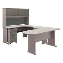 Load image into Gallery viewer, U Shaped Corner Desk with Hutch and Mobile File Cabinet
