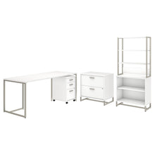 Load image into Gallery viewer, 72W Table Desk with File Cabinets and Bookcase
