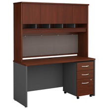 Load image into Gallery viewer, 60W x 24D Office Desk with Hutch and Mobile File Cabinet
