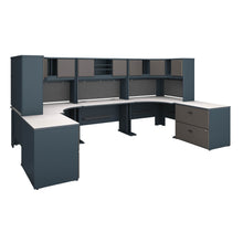 Load image into Gallery viewer, 2 Person Workstation with Corner Desks and Storage
