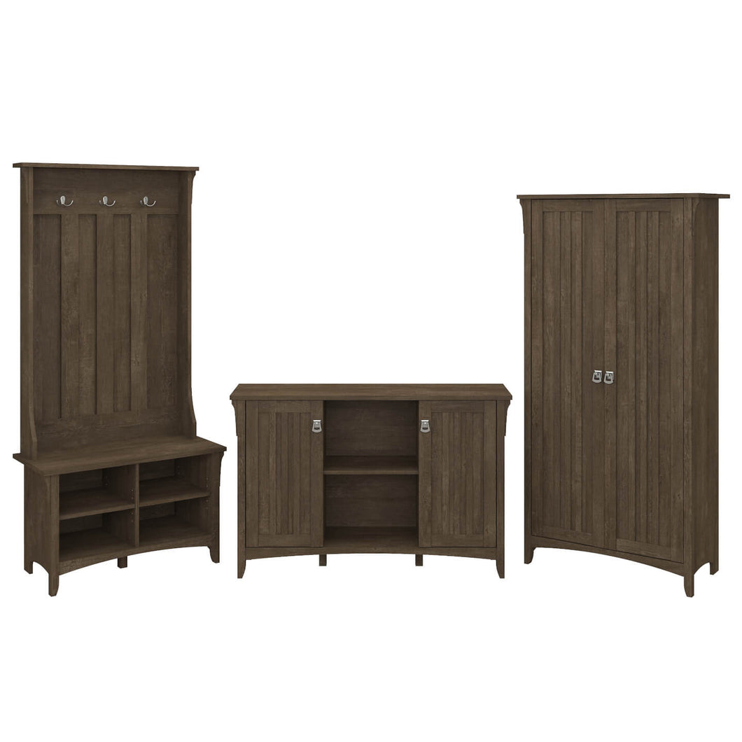 Entryway Storage Set with Hall Tree, Shoe Bench and Accent Cabinets