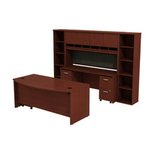Load image into Gallery viewer, Bow Front Desk with Credenza, Hutch and (2) Bookcases
