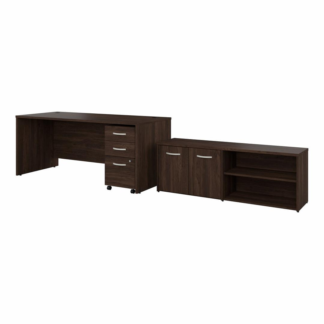 72W x 30D Office Desk with Storage Return and Mobile File Cabinet