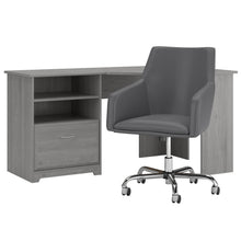 Load image into Gallery viewer, 60W Corner Desk with Mid Back Leather Box Chair
