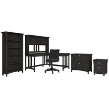 Load image into Gallery viewer, 60W L Shaped Desk and Chair Set with Hutch, File Cabinets and Bookcase
