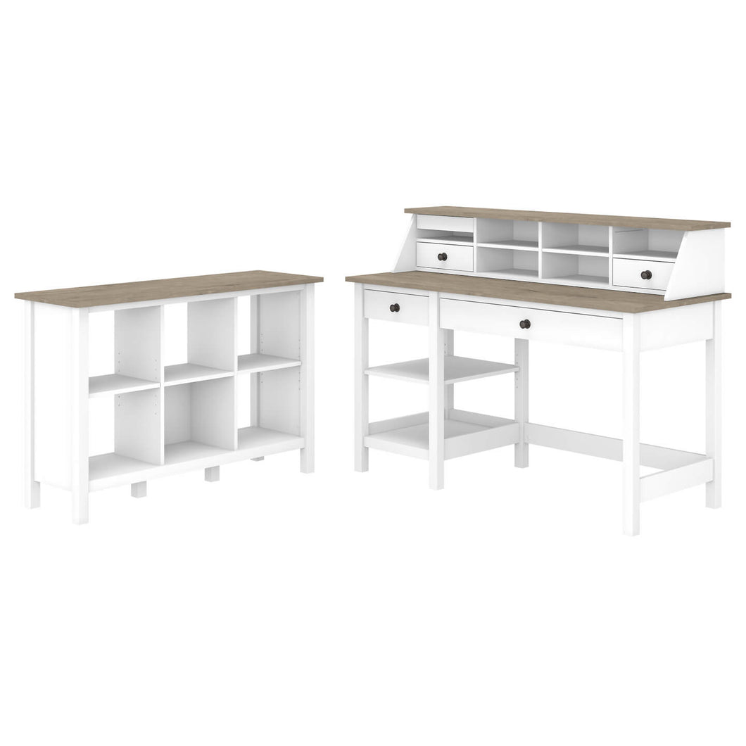 54W Computer Desk with Shelves, Desktop Organizer and 6 Cube Bookcase