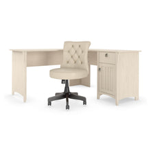 Load image into Gallery viewer, 60W L Shaped Desk with Mid Back Tufted Office Chair
