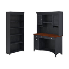 Load image into Gallery viewer, Computer Desk with Hutch and 5 Shelf Bookcase

