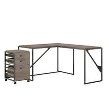 Load image into Gallery viewer, 50W L Shaped Industrial Desk with 3 Drawer Mobile File Cabinet
