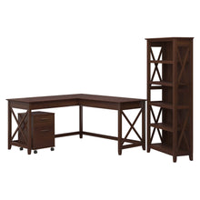 Load image into Gallery viewer, 60W L Shaped Desk with Mobile File Cabinet and 5 Shelf Bookcase
