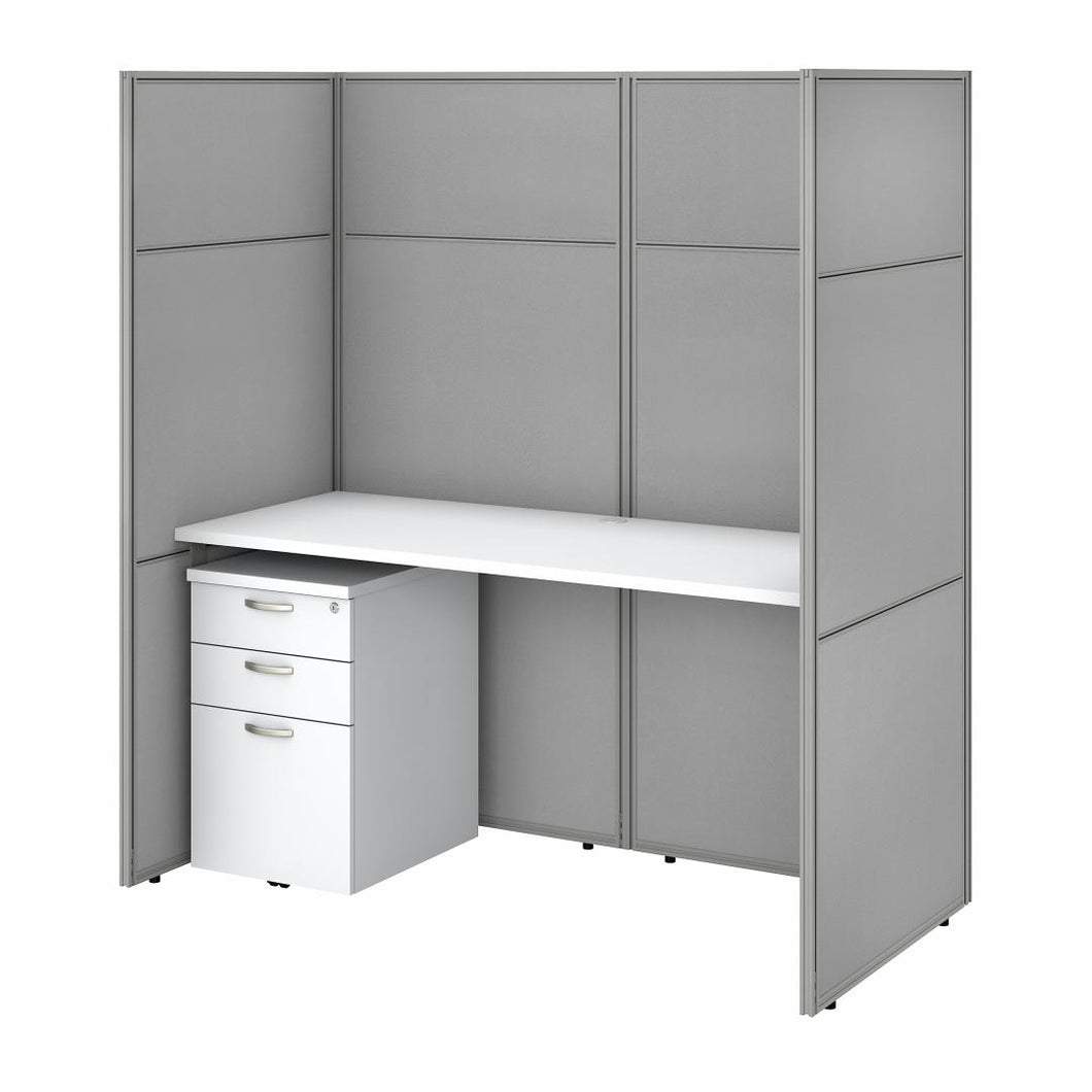 60W Desk with 66H Closed Cubicle Panel and File Cabinet