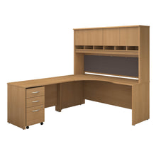 Load image into Gallery viewer, Left Handed Corner Desk, Hutch and Mobile File Cabinet
