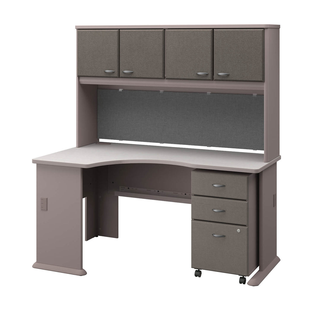 Left Corner Desk with Hutch and Mobile File Cabinet