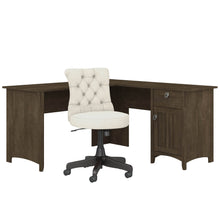 Load image into Gallery viewer, 60W L Shaped Desk with Mid Back Tufted Office Chair
