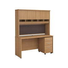 Load image into Gallery viewer, 60W x 24D Office Desk with Hutch and Mobile File Cabinet
