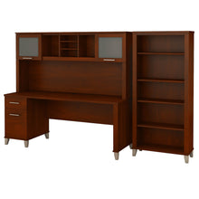 Load image into Gallery viewer, 72W Office Desk with Hutch and 5 Shelf Bookcase

