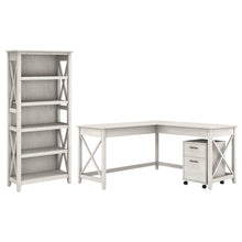 Load image into Gallery viewer, 60W L Shaped Desk with Mobile File Cabinet and 5 Shelf Bookcase
