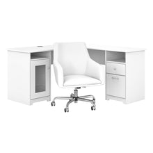 Load image into Gallery viewer, 60W L Shaped Computer Desk with Mid Back Leather Box Chair
