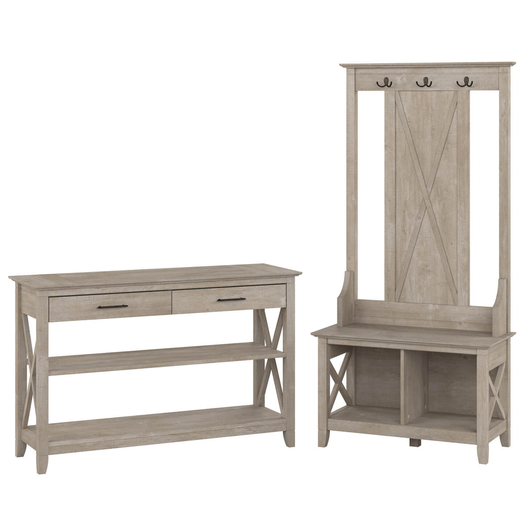 Entryway Storage Set with Hall Tree, Shoe Bench and Console Table