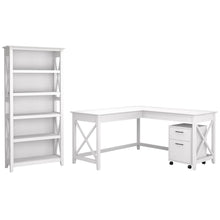 Load image into Gallery viewer, 60W L Shaped Desk with Mobile File Cabinet and 5 Shelf Bookcase
