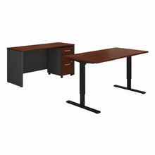Load image into Gallery viewer, 60W Height Adjustable Standing Desk, Credenza and Storage
