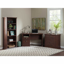 Load image into Gallery viewer, 50W Home Office Desk with Lateral File Cabinet and 5 Shelf Bookcase
