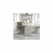 Load image into Gallery viewer, L Shaped Bow Front Desk with High Back Office Chair
