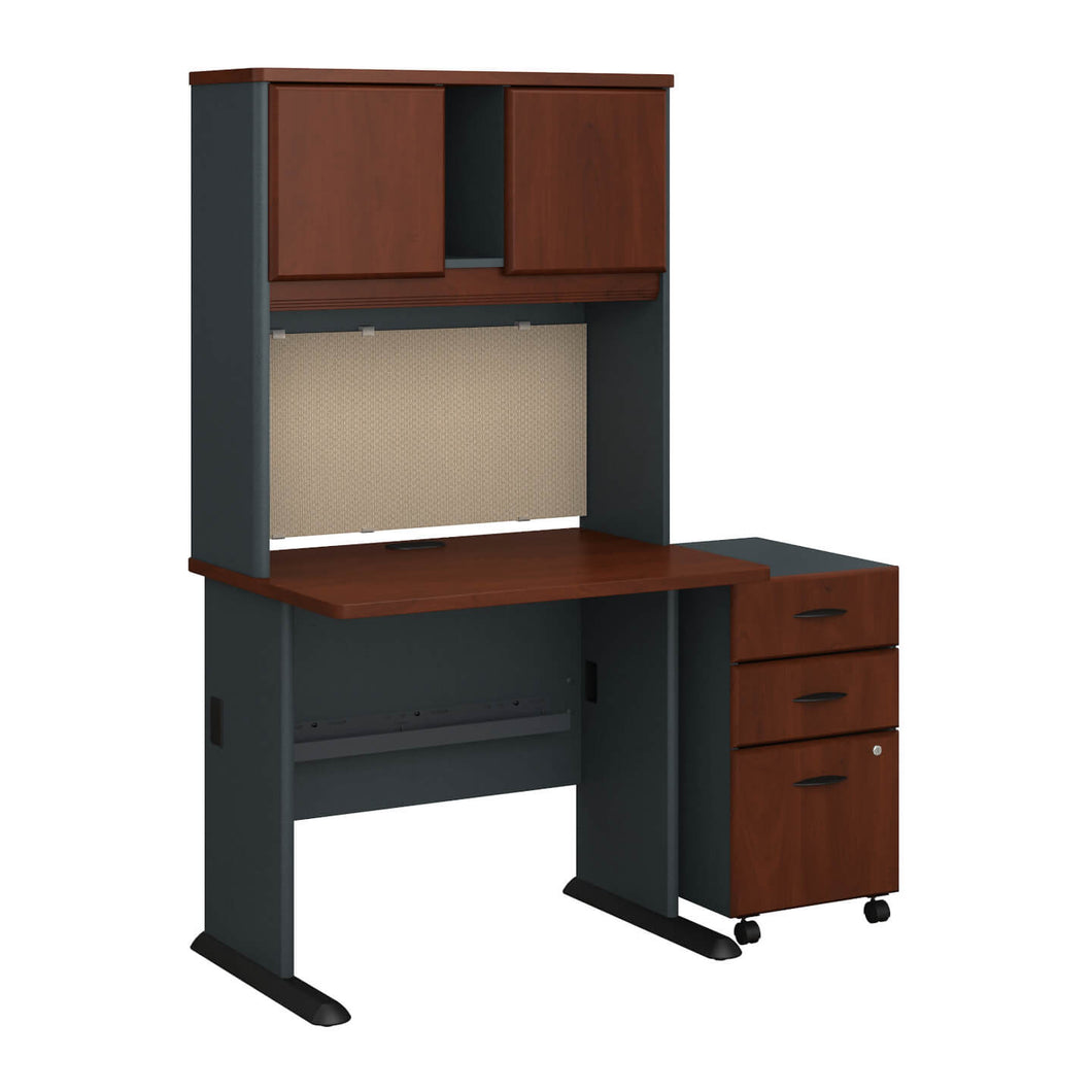 36W Desk with Hutch and Mobile File Cabinet