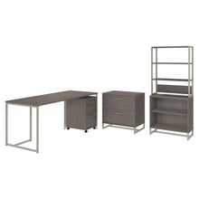 Load image into Gallery viewer, 72W Table Desk with File Cabinets and Bookcase
