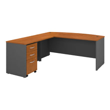 Load image into Gallery viewer, Bow Front L Shaped Desk with Mobile File Cabinet
