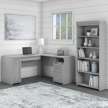 Load image into Gallery viewer, 60W L Shaped Desk with 5 Shelf Bookcase
