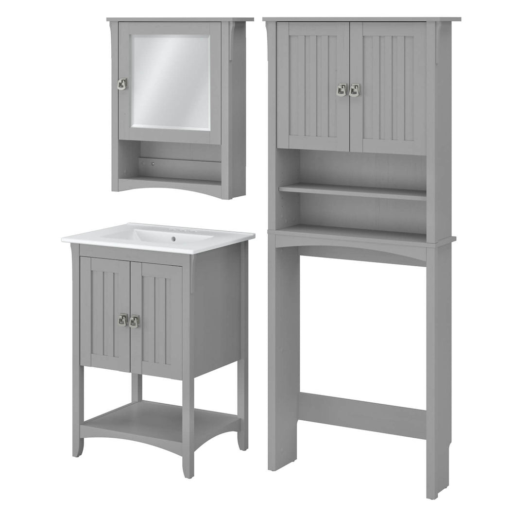 24W Bathroom Vanity Sink with Mirror and Over Toilet Storage Cabinet
