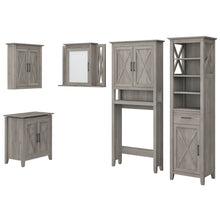 Load image into Gallery viewer, Farmhouse Bathroom Storage Set with Cabinets, Mirror, Hamper and Shelf

