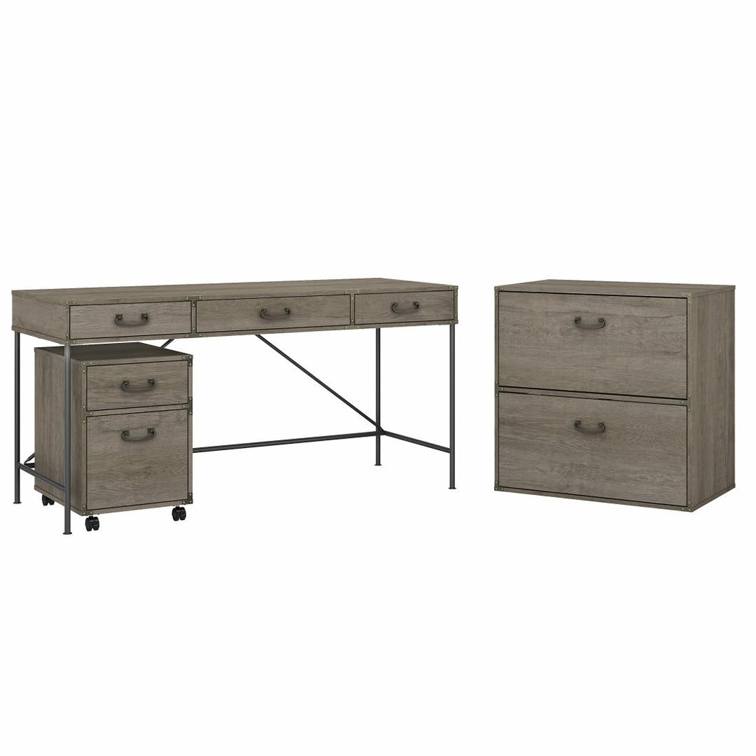 60W Writing Desk with File Cabinets